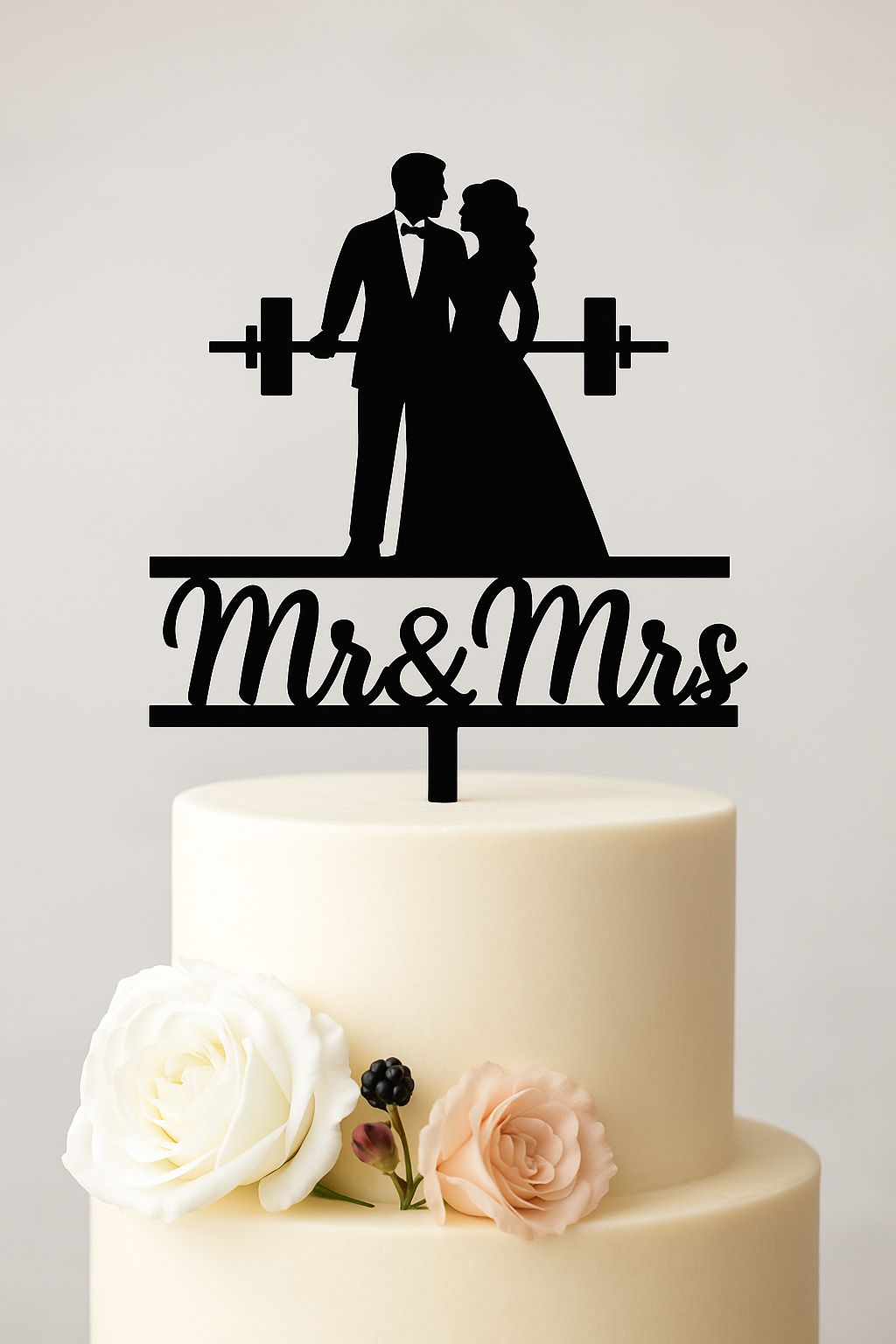 Topo de bolo casamento Mr & Mrs com tema de ginásio