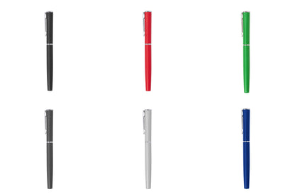 Caneta Roller em Alumínio com Tampa – Tinta Gel Azul e Design Moderno