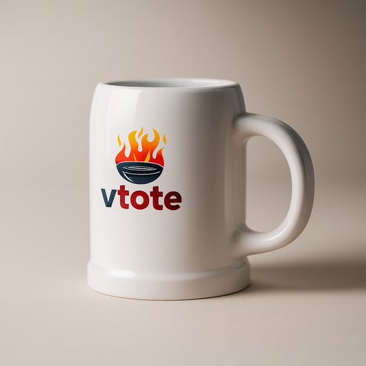 Caneca de cerveja em cerâmica branca de 500 ml com espaço para sublimação personalizada.