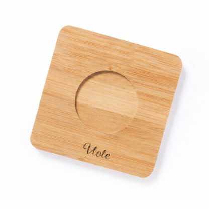 Set de 2 chavenas de vidro de parede dupla 60ml com bases em bambu personalizáveis para lembranças de casamento