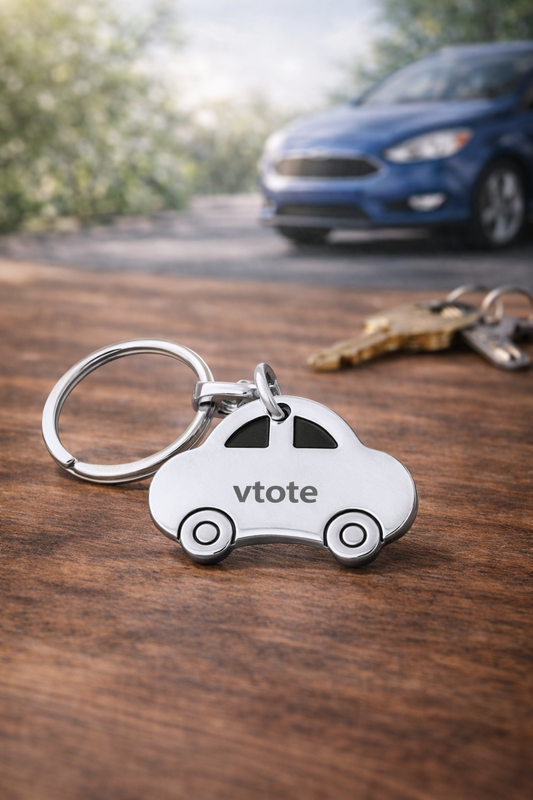 Chaveiro metálico em forma de carro com gravação laser personalizada Vtote para stands automóveis