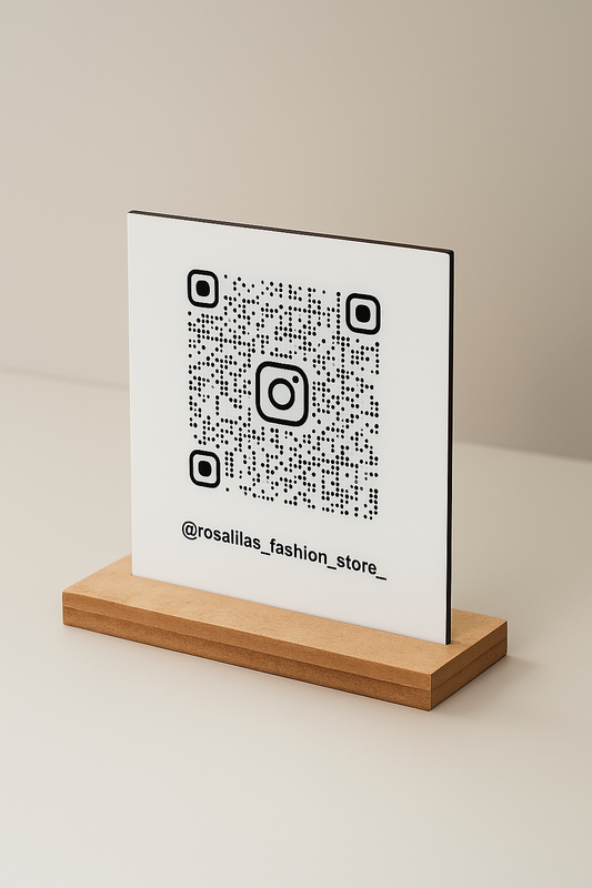 Placa QR Instagram com Base em Madeira